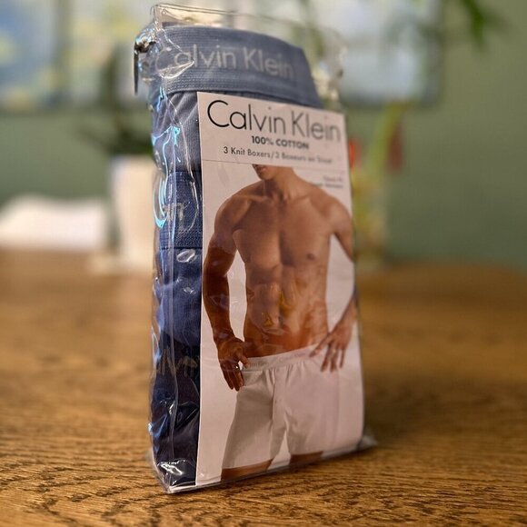 NWT! NEW! Calvin Klein Boxer Men's 3-Pack Classics Knit Boxers Underwear -Blue - Picture 4 of 6